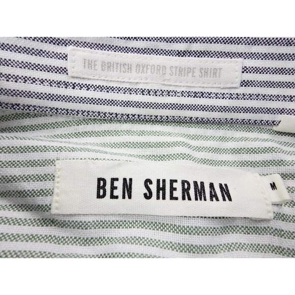 Ben Sherman Medium Mens Pocket Logo Black White Stripe The British Oxford Shirt - Picture 4 of 11